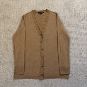 Brooks Brothers Super Fine Merino Wool Sz L Button Front Cardigan V Neck Acorn